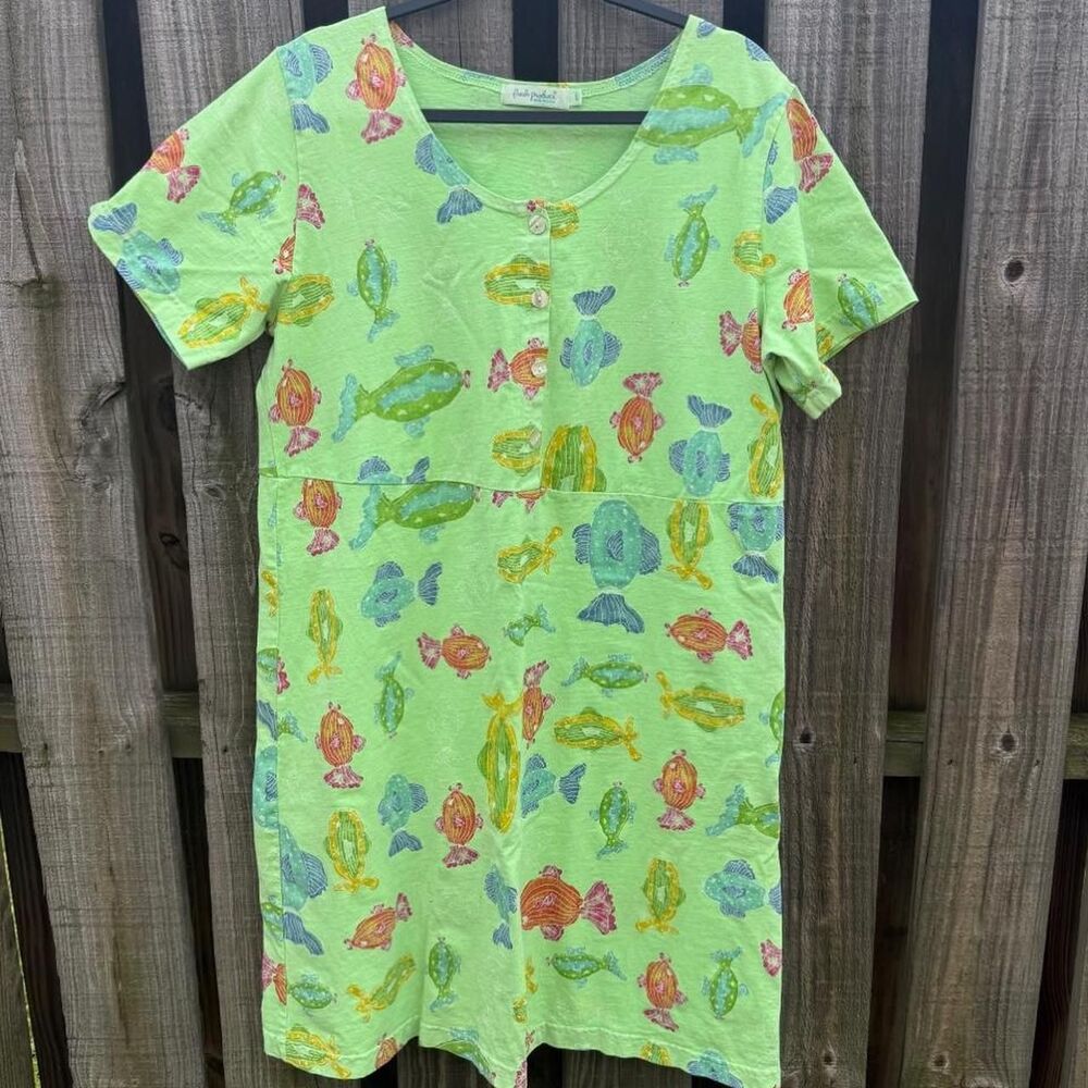 Summer Fish T-Shirt Dress Size Large Kidcore